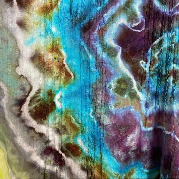 CP Shades Tie Dye Tank Top Womens Size XS Geode Hand Dyed Shirt Gray Turquoise - Picture 7 of 11